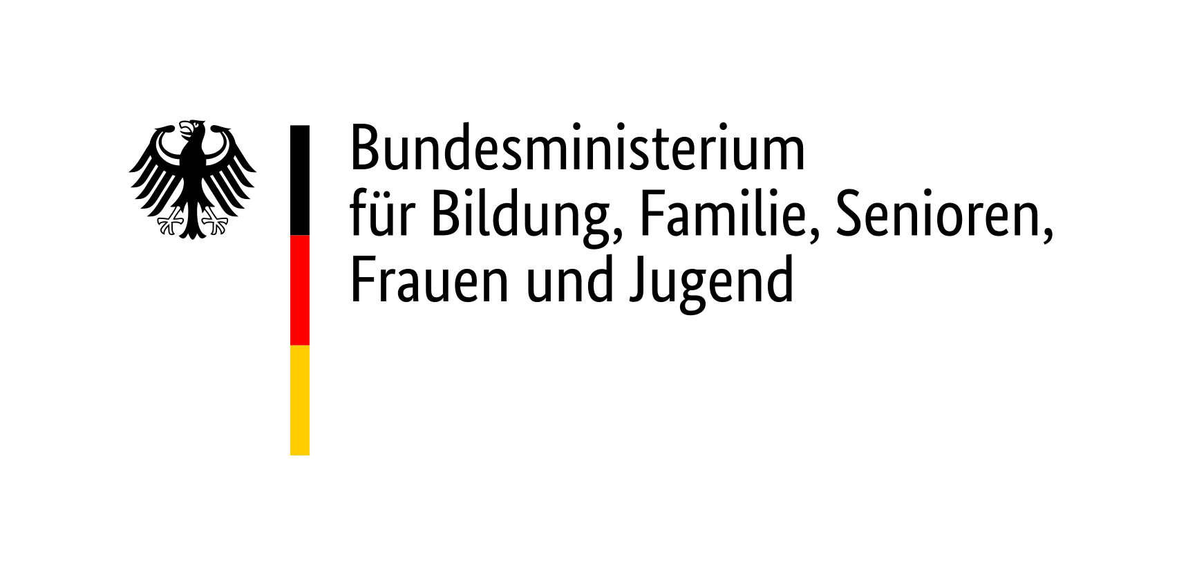 Das Logo des Bundesministeriums für Bildung, Familie, Senioren, Frauen und Jugend zeigt das Wappen und den Ministeriumsnamen.